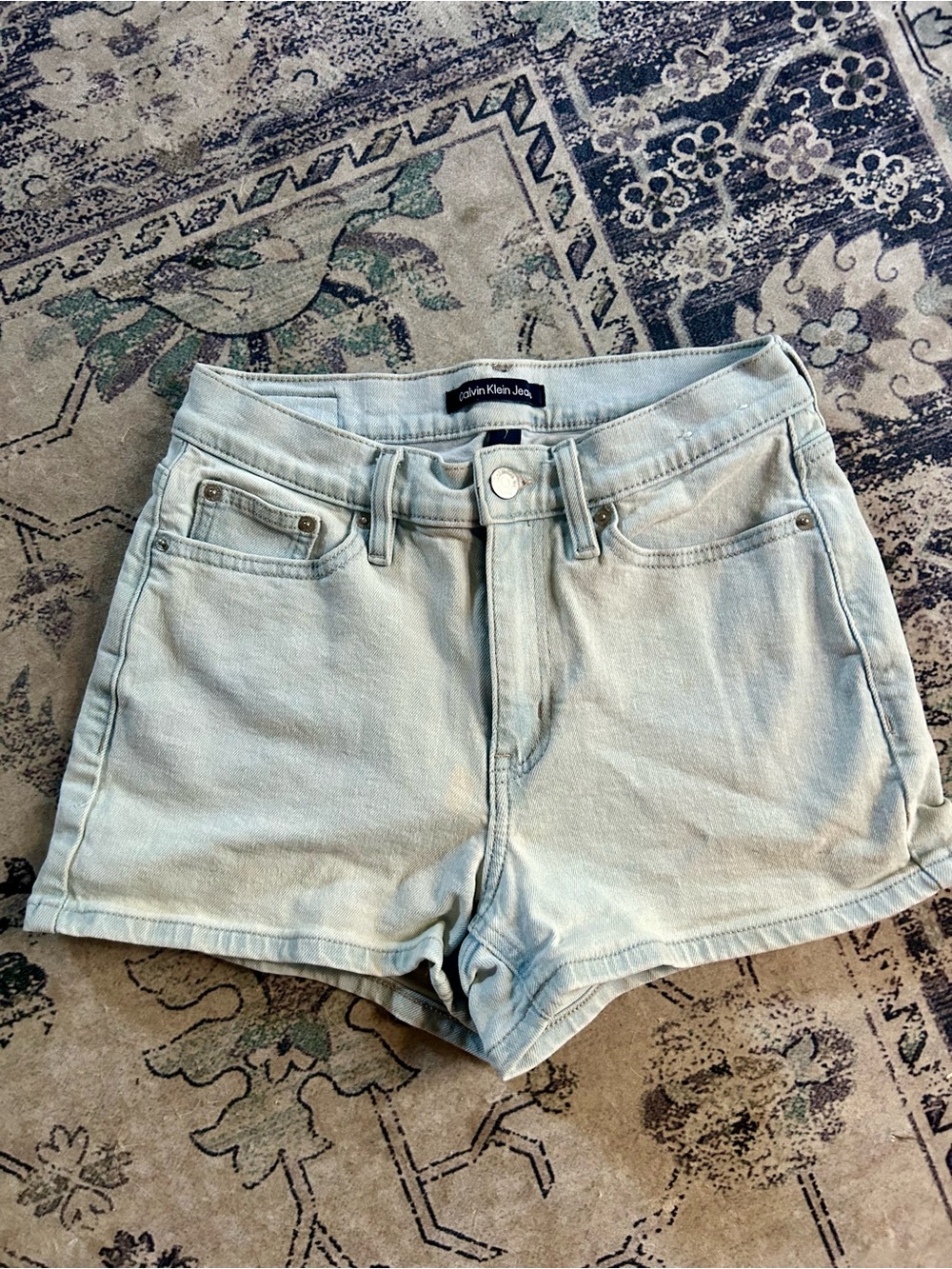Calvin Klein Jeans Pale Blue Denim High-Rise Women's Shorts